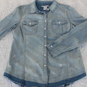 NWT AMERICAN RAG DISTRESSED CHAMBRAY BUTTON DOWN